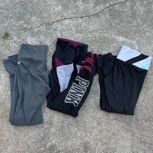 2 VS Pink Leggings & 1 Fabletics Leggings